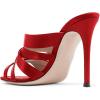 imageFSJ Women Strappy Satin Open Toe Sandals Stiletto High Heels Mules Slip On Shoes Size 415 USRed
