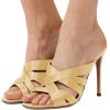 imageFSJ Women Strappy Satin Open Toe Sandals Stiletto High Heels Mules Slip On Shoes Size 415 USYellow