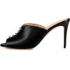 imageFSJ Women Stylish Peep Toe Mules Stiletto High Heels Pumps Slide Sandals Casual Shoes Size 415 USBlack