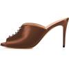 imageFSJ Women Stylish Peep Toe Mules Stiletto High Heels Pumps Slide Sandals Casual Shoes Size 415 USBrown