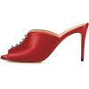 imageFSJ Women Stylish Peep Toe Mules Stiletto High Heels Pumps Slide Sandals Casual Shoes Size 415 USRed