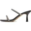imageFSJ Women Stylish Square Open Toe Heeled Sandals Low Kitten Heels Shiny Rhinestones Two Straps Mules Slip On Casual Dress Shoes Size 415 USBlack