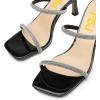 imageFSJ Women Stylish Square Open Toe Heeled Sandals Low Kitten Heels Shiny Rhinestones Two Straps Mules Slip On Casual Dress Shoes Size 415 USBlack