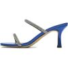 imageFSJ Women Stylish Square Open Toe Heeled Sandals Low Kitten Heels Shiny Rhinestones Two Straps Mules Slip On Casual Dress Shoes Size 415 USBlue