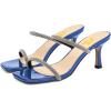imageFSJ Women Stylish Square Open Toe Heeled Sandals Low Kitten Heels Shiny Rhinestones Two Straps Mules Slip On Casual Dress Shoes Size 415 USBlue