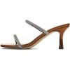 imageFSJ Women Stylish Square Open Toe Heeled Sandals Low Kitten Heels Shiny Rhinestones Two Straps Mules Slip On Casual Dress Shoes Size 415 USBrown