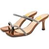 imageFSJ Women Stylish Square Open Toe Heeled Sandals Low Kitten Heels Shiny Rhinestones Two Straps Mules Slip On Casual Dress Shoes Size 415 USBrown