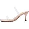 imageFSJ Women Stylish Square Open Toe Heeled Sandals Low Kitten Heels Shiny Rhinestones Two Straps Mules Slip On Casual Dress Shoes Size 415 USClear