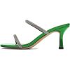 imageFSJ Women Stylish Square Open Toe Heeled Sandals Low Kitten Heels Shiny Rhinestones Two Straps Mules Slip On Casual Dress Shoes Size 415 USGreen