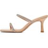 imageFSJ Women Stylish Square Open Toe Heeled Sandals Low Kitten Heels Shiny Rhinestones Two Straps Mules Slip On Casual Dress Shoes Size 415 USNude