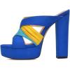 imageFSJ Women Summer Platform Chunky Block Heeled Sandals Open Toe Slip On Cross Strap High Heel Mules Casual Dress Slides Size 415 USBlue