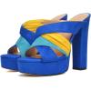 imageFSJ Women Summer Platform Chunky Block Heeled Sandals Open Toe Slip On Cross Strap High Heel Mules Casual Dress Slides Size 415 USBlue