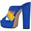 imageFSJ Women Summer Platform Chunky Block Heeled Sandals Open Toe Slip On Cross Strap High Heel Mules Casual Dress Slides Size 415 USBlue