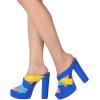 imageFSJ Women Summer Platform Chunky Block Heeled Sandals Open Toe Slip On Cross Strap High Heel Mules Casual Dress Slides Size 415 USBlue