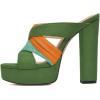 imageFSJ Women Summer Platform Chunky Block Heeled Sandals Open Toe Slip On Cross Strap High Heel Mules Casual Dress Slides Size 415 USGreen