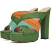 imageFSJ Women Summer Platform Chunky Block Heeled Sandals Open Toe Slip On Cross Strap High Heel Mules Casual Dress Slides Size 415 USGreen