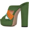 imageFSJ Women Summer Platform Chunky Block Heeled Sandals Open Toe Slip On Cross Strap High Heel Mules Casual Dress Slides Size 415 USGreen