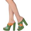imageFSJ Women Summer Platform Chunky Block Heeled Sandals Open Toe Slip On Cross Strap High Heel Mules Casual Dress Slides Size 415 USGreen