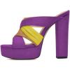 imageFSJ Women Summer Platform Chunky Block Heeled Sandals Open Toe Slip On Cross Strap High Heel Mules Casual Dress Slides Size 415 USPurple