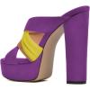 imageFSJ Women Summer Platform Chunky Block Heeled Sandals Open Toe Slip On Cross Strap High Heel Mules Casual Dress Slides Size 415 USPurple