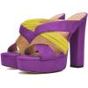imageFSJ Women Summer Platform Chunky Block Heeled Sandals Open Toe Slip On Cross Strap High Heel Mules Casual Dress Slides Size 415 USPurple