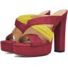 imageFSJ Women Summer Platform Chunky Block Heeled Sandals Open Toe Slip On Cross Strap High Heel Mules Casual Dress Slides Size 415 USRed