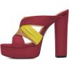 imageFSJ Women Summer Platform Chunky Block Heeled Sandals Open Toe Slip On Cross Strap High Heel Mules Casual Dress Slides Size 415 USRed
