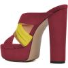 imageFSJ Women Summer Platform Chunky Block Heeled Sandals Open Toe Slip On Cross Strap High Heel Mules Casual Dress Slides Size 415 USRed