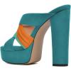 imageFSJ Women Summer Platform Chunky Block Heeled Sandals Open Toe Slip On Cross Strap High Heel Mules Casual Dress Slides Size 415 USTeal