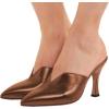 imageWomen Pointed Toe Spool High Heel Mules Pumps Backless Slide Sandals Party Dress Shoes Size 415 USBrown