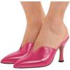 imageWomen Pointed Toe Spool High Heel Mules Pumps Backless Slide Sandals Party Dress Shoes Size 415 USHot Pink