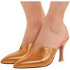 imageWomen Pointed Toe Spool High Heel Mules Pumps Backless Slide Sandals Party Dress Shoes Size 415 USOrangepu