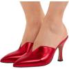 imageWomen Pointed Toe Spool High Heel Mules Pumps Backless Slide Sandals Party Dress Shoes Size 415 USRed