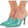 imageWomen Pointed Toe Spool High Heel Mules Pumps Backless Slide Sandals Party Dress Shoes Size 415 USTurquoise