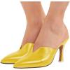 imageWomen Pointed Toe Spool High Heel Mules Pumps Backless Slide Sandals Party Dress Shoes Size 415 USYellow