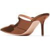 imageWomen Thin High Heel Mary Jane Pumps Pointed Toe Slide Sandals Backless Mules Shoes SizeBrown