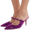 imageWomen Thin High Heel Mary Jane Pumps Pointed Toe Slide Sandals Backless Mules Shoes SizePurple
