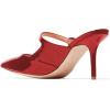 imageWomen Thin High Heel Mary Jane Pumps Pointed Toe Slide Sandals Backless Mules Shoes SizeRed