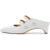 imageFSJ Women Low Cone Heel Mules Velvet Closed Square Toe Pearl Buckle Strap Slip On Pumps Backless Slide Sandals Office Dress Shoes Size 415 USWhite