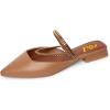 imageFSJ Women Pointed Toe Mules Slip Ons Cross Body Chain Rhinestone Straps Decor Block Chunky Low Heel Flats Burnished Indoor Casual Party Shoes Size 415 USPeru Brown