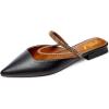 imageFSJ Women Pointed Toe Mules Slip Ons Cross Body Chain Rhinestone Straps Decor Block Chunky Low Heel Flats Burnished Indoor Casual Party Shoes Size 415 USBlack