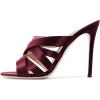 imageFSJ Women Strappy Satin Open Toe Sandals Stiletto High Heels Mules Slip On Shoes Size 415 USWine