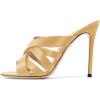 imageFSJ Women Strappy Satin Open Toe Sandals Stiletto High Heels Mules Slip On Shoes Size 415 USYellow