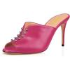 imageFSJ Women Stylish Peep Toe Mules Stiletto High Heels Pumps Slide Sandals Casual Shoes Size 415 USHot Pink