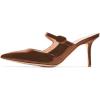 imageWomen Thin High Heel Mary Jane Pumps Pointed Toe Slide Sandals Backless Mules Shoes SizeBrown