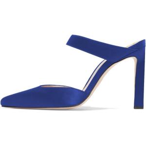 imageFSJ Women Fashion Satin Pointed Toe Sandal Stiletto High Heels Mules Slip On Shoes Size 415 USRoyal Blue