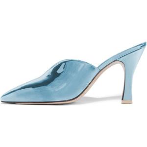 imageWomen Pointed Toe Spool High Heel Mules Pumps Backless Slide Sandals Party Dress Shoes Size 415 USBlue