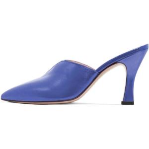 imageWomen Pointed Toe Spool High Heel Mules Pumps Backless Slide Sandals Party Dress Shoes Size 415 USBluepu