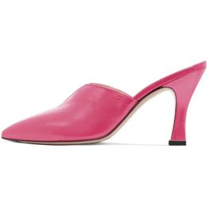imageWomen Pointed Toe Spool High Heel Mules Pumps Backless Slide Sandals Party Dress Shoes Size 415 USHot Pink