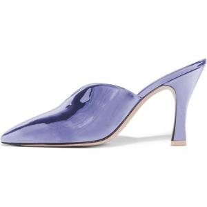 imageWomen Pointed Toe Spool High Heel Mules Pumps Backless Slide Sandals Party Dress Shoes Size 415 USSteel Blue